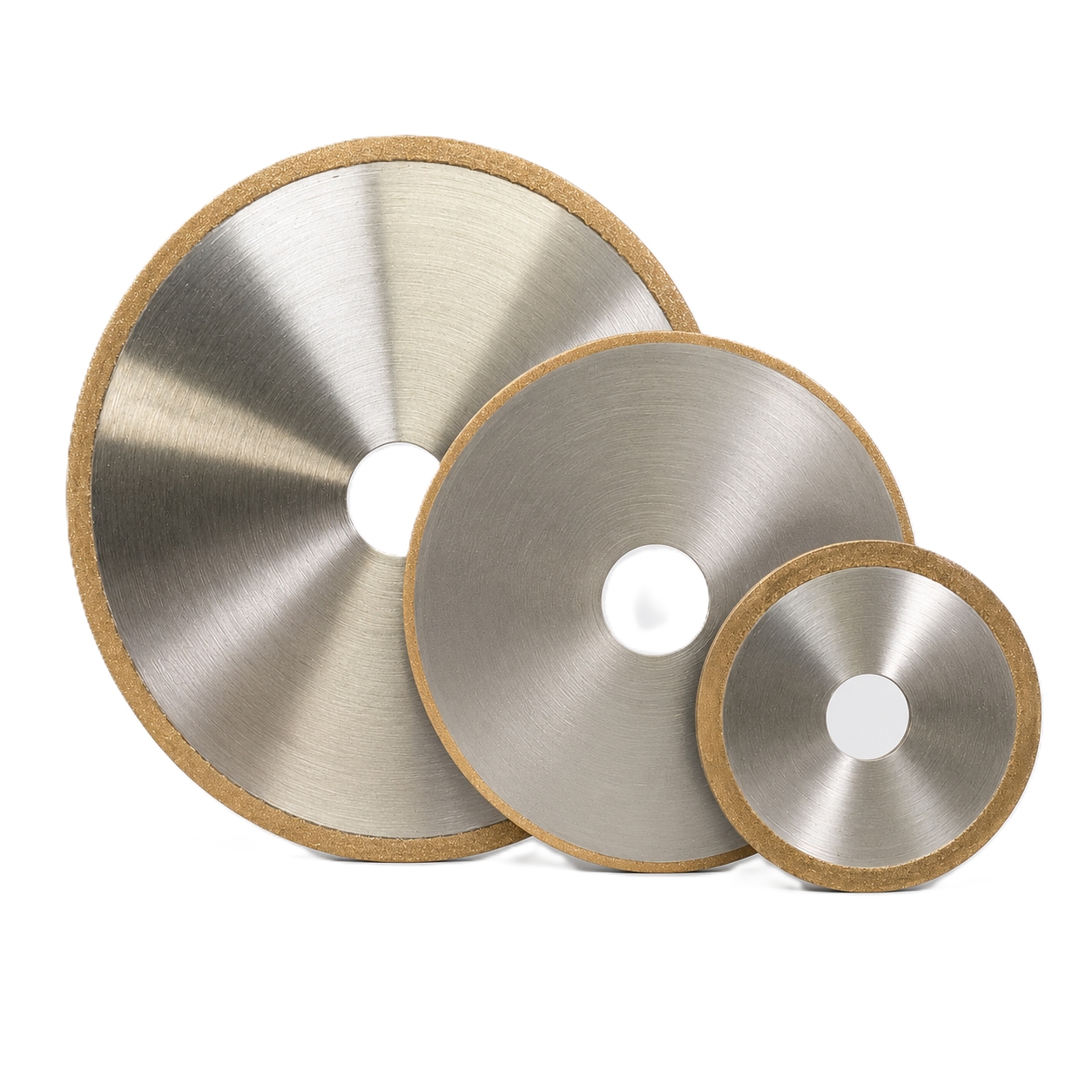 Metal-bonded diamond grinding wheels in three sizes
